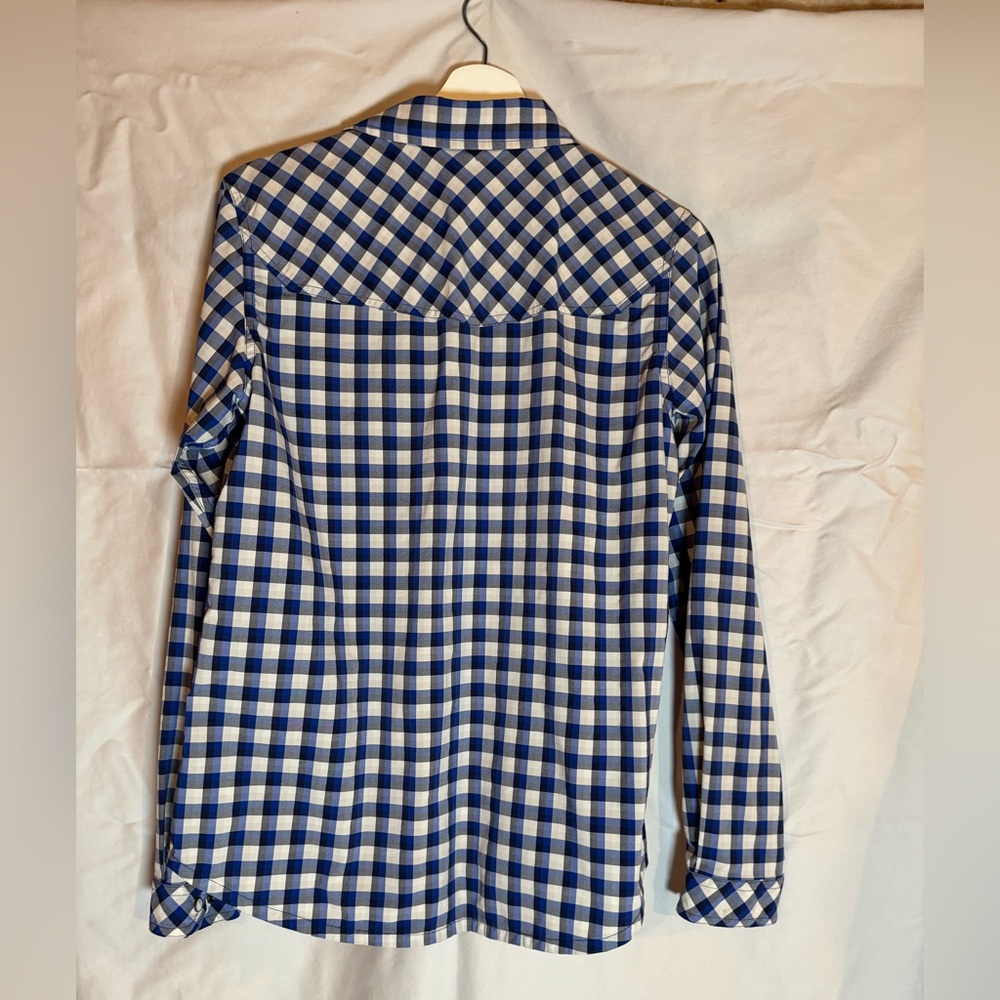 Stio Women’s Blue Plaid Snap Button Shirt – Size Medium - Picture 3 of 6